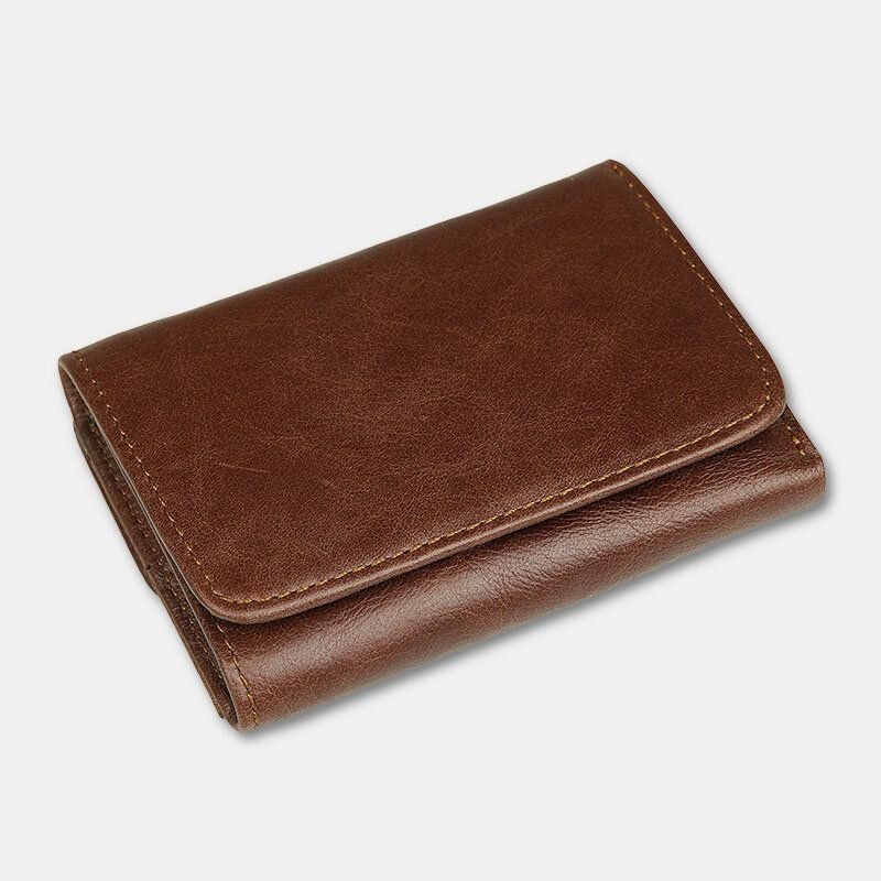 Herre Vintage Anti-magnetisk Kuskinn Lommebok Trifold Kort Multi-kort Spor Kortetui Førerkort Lommebok