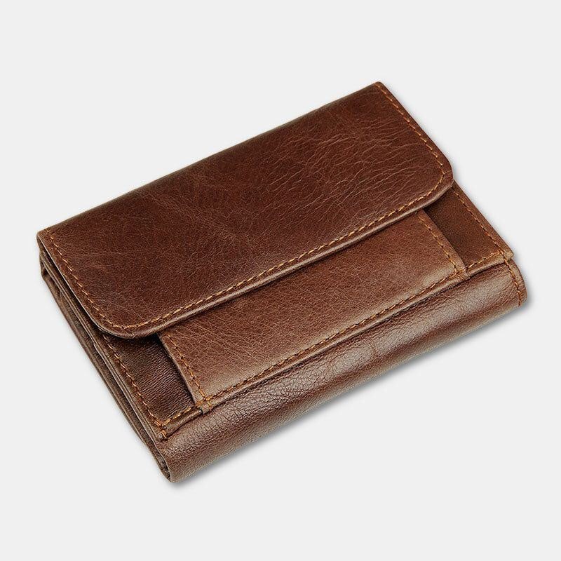 Herre Vintage Anti-magnetisk Kuskinn Lommebok Trifold Kort Multi-kort Spor Kortetui Førerkort Lommebok