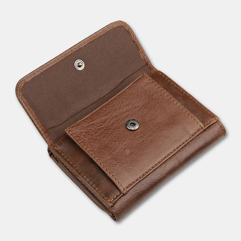 Herre Vintage Anti-magnetisk Kuskinn Lommebok Trifold Kort Multi-kort Spor Kortetui Førerkort Lommebok