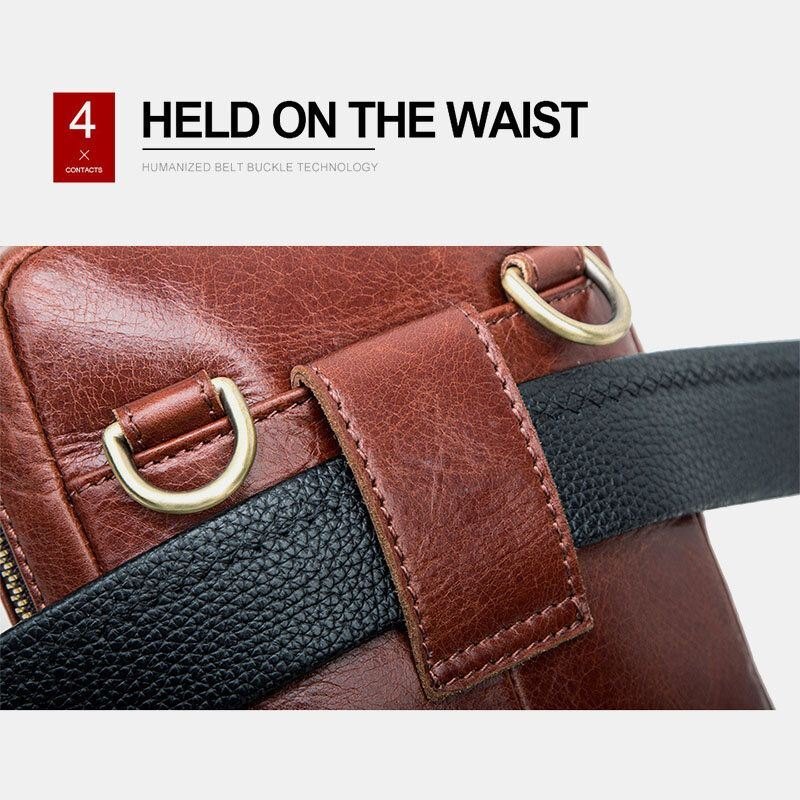 Ekte Skinn For Herre Retro Mote 5.8 Tommers Telefonveske Multi-bære Crossbody Bag Midjeveske