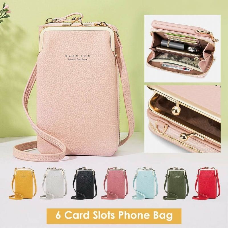 Dame Faux Leather Clutches Bag Skulderveske Telefon Veske Kortholder
