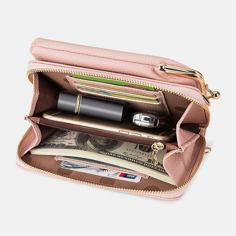 Dame Faux Leather Clutches Bag Skulderveske Telefon Veske Kortholder