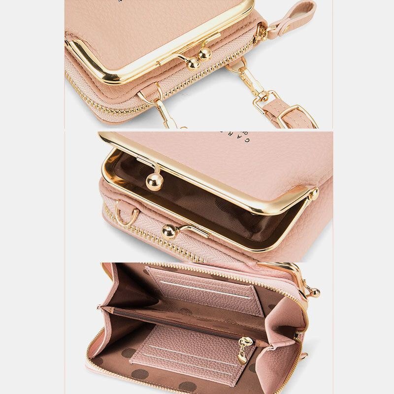 Dame Faux Leather Clutches Bag Skulderveske Telefon Veske Kortholder
