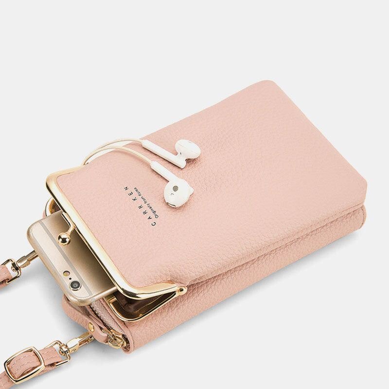 Dame Faux Leather Clutches Bag Skulderveske Telefon Veske Kortholder