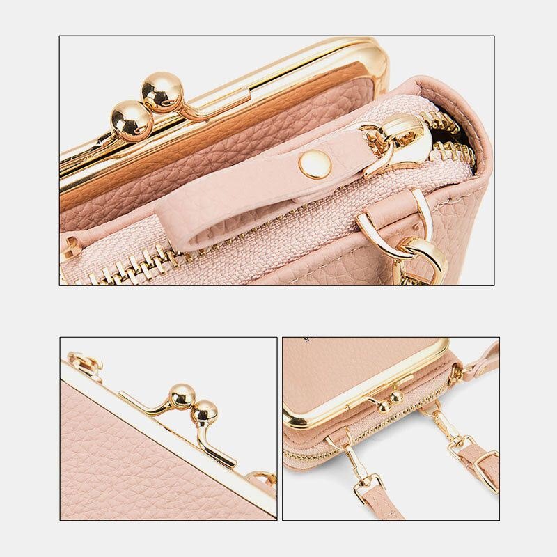 Dame Faux Leather Clutches Bag Skulderveske Telefon Veske Kortholder