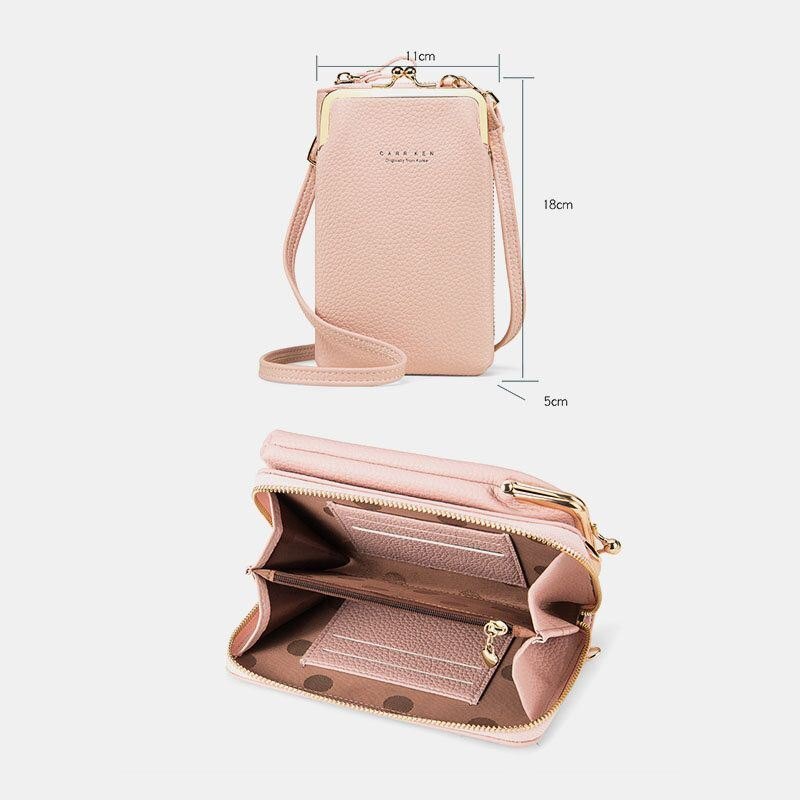 Dame Faux Leather Clutches Bag Skulderveske Telefon Veske Kortholder