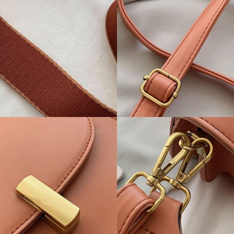 Dame Solid Halvsirkel Sadelveske Crossbody Bag Leisure Chest Bag