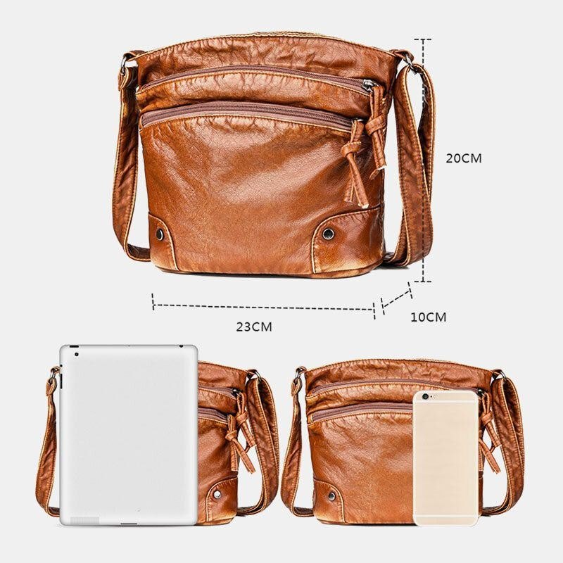 Dame Solid Multi-pocket Middelaldrende Crossbody Bag Skulderveske