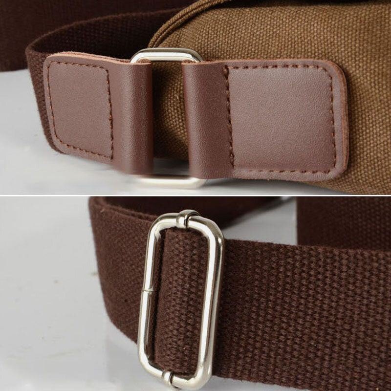 Dobbel Frontlomme For Herre Med Stor Kapasitet Crossbody-veske Retro Canvas Horisontal Ensfarget Anti-tyveri Skulderveske
