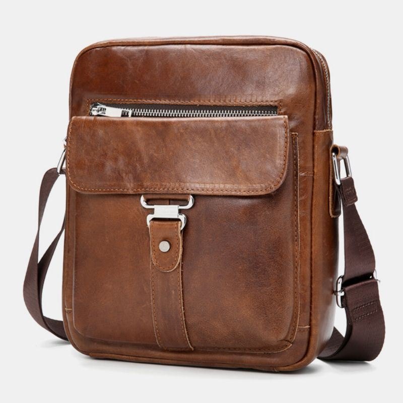 Herre Business Retro Ekte Skinn Vanntett Slitebestandig Crossbody Bag