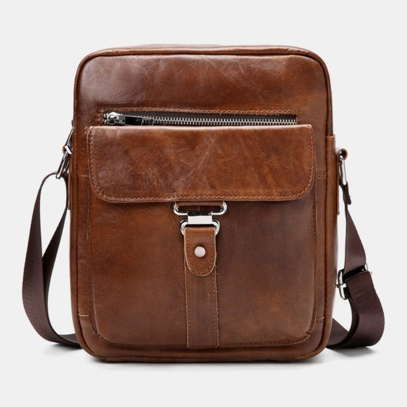 Herre Business Retro Ekte Skinn Vanntett Slitebestandig Crossbody Bag