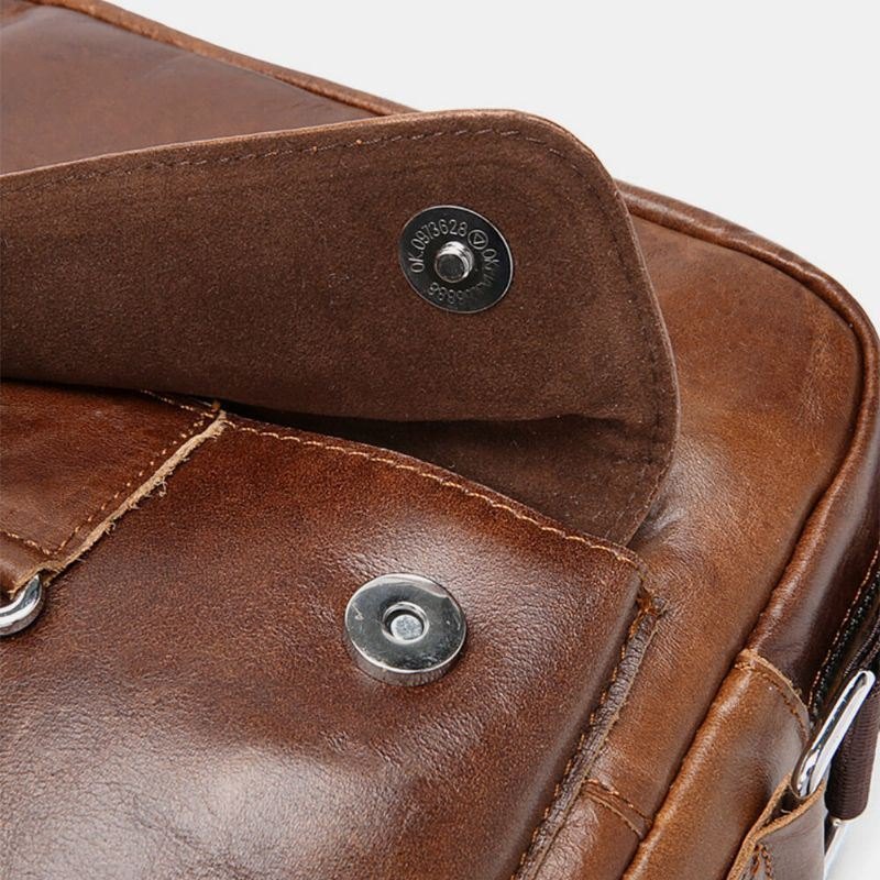Herre Business Retro Ekte Skinn Vanntett Slitebestandig Crossbody Bag