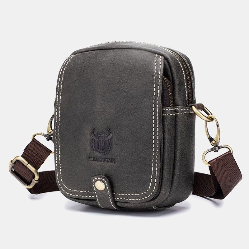 Herre Ekte Skinn Multi-layers Casual Crossbody Bag Skulderveske