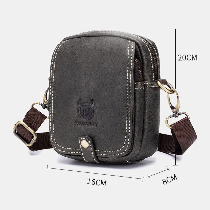 Herre Ekte Skinn Multi-layers Casual Crossbody Bag Skulderveske