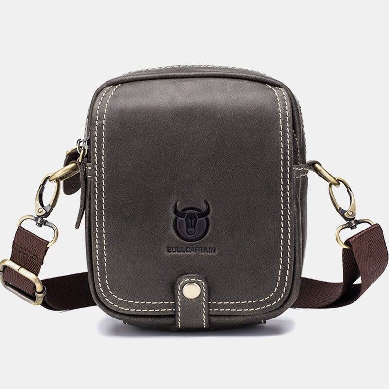Herre Ekte Skinn Multi-layers Casual Crossbody Bag Skulderveske