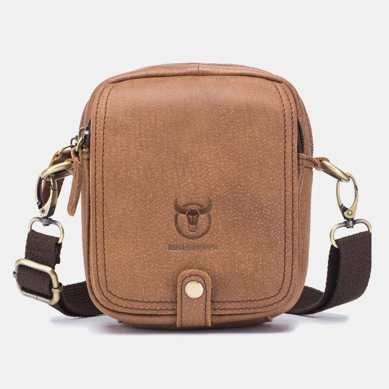 Herre Ekte Skinn Multi-layers Casual Crossbody Bag Skulderveske
