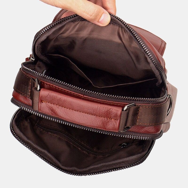 Herre Ekte Skinn Retro Business Skinn Skulderveske Crossbody Bag