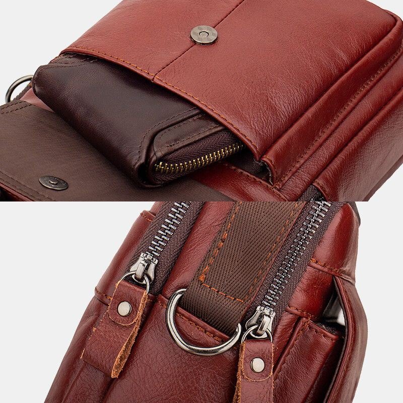 Herre Ekte Skinn Retro Business Skinn Skulderveske Crossbody Bag