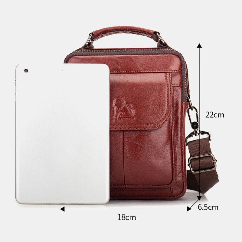 Herre Ekte Skinn Retro Business Skinn Skulderveske Crossbody Bag
