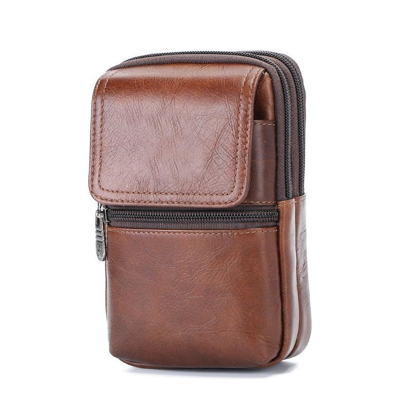 Herre Kuskinn Minimalistisk Mote Telefonlomme Midjeveske Crossbody-veske