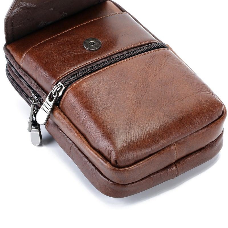 Herre Kuskinn Minimalistisk Mote Telefonlomme Midjeveske Crossbody-veske
