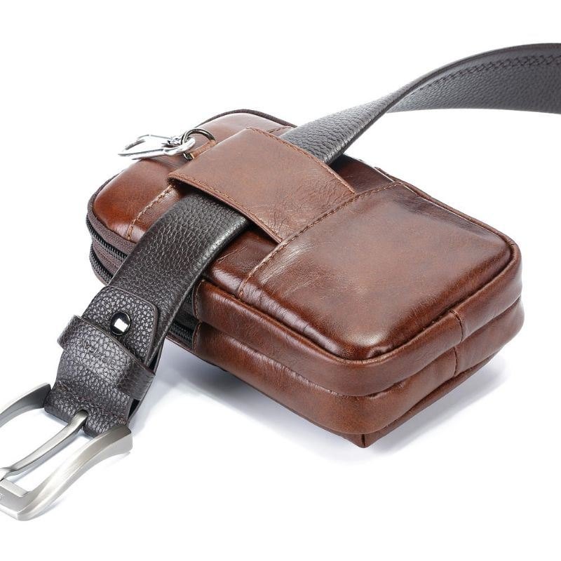 Herre Kuskinn Minimalistisk Mote Telefonlomme Midjeveske Crossbody-veske