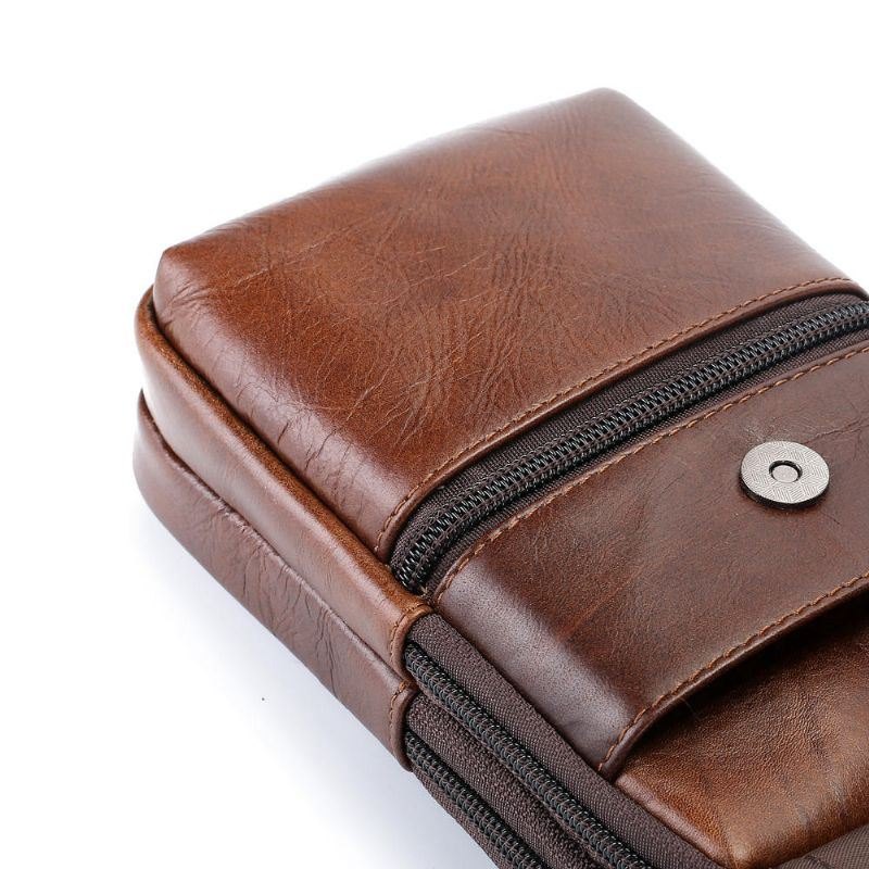 Herre Kuskinn Minimalistisk Mote Telefonlomme Midjeveske Crossbody-veske