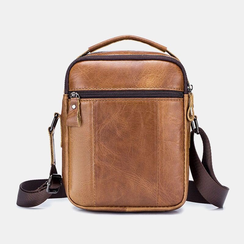 Herre Multipocket Genuine Skinn Crossbody-vesker Rygg Anti-tyveri Lommedesign Slitasjebestandig Messenger Bag Håndveske Med Stor Kapasitet