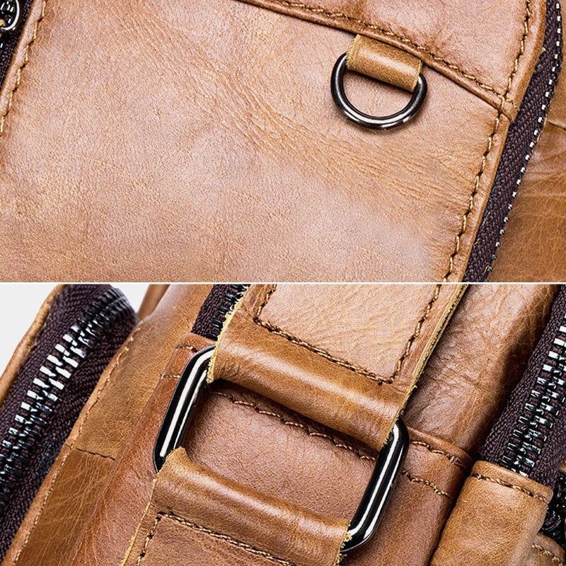Herre Multipocket Genuine Skinn Crossbody-vesker Rygg Anti-tyveri Lommedesign Slitasjebestandig Messenger Bag Håndveske Med Stor Kapasitet