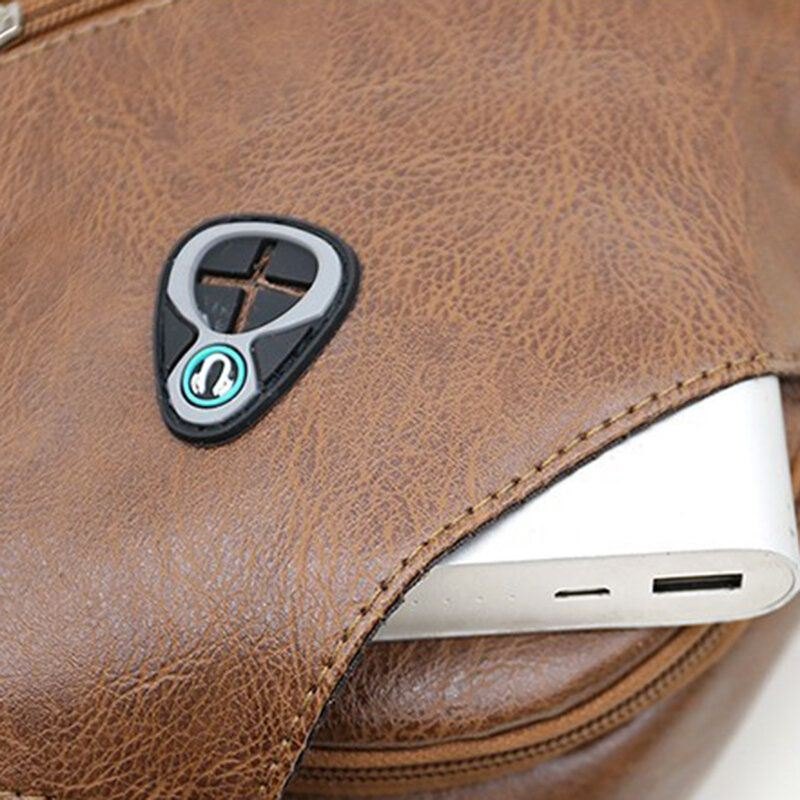 Herre Pu Leather Retro Business Brystveske Med Usb Lading Ungdomsskinn Skulderveske Cross Body Bag