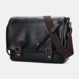 Herre Vintage Pu-skinn Multipocket Crossbody-veske Med Stor Kapasitet Skulderveske