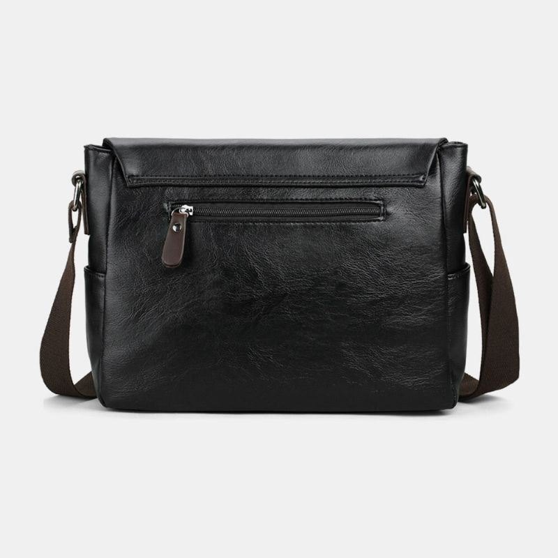 Herre Vintage Pu-skinn Multipocket Crossbody-veske Med Stor Kapasitet Skulderveske