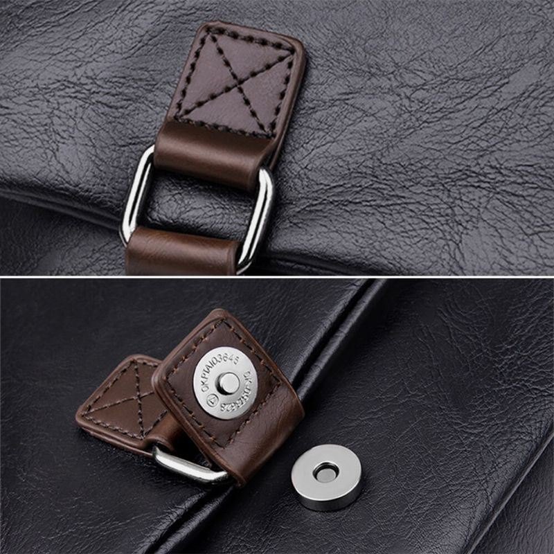Herre Vintage Pu-skinn Multipocket Crossbody-veske Med Stor Kapasitet Skulderveske