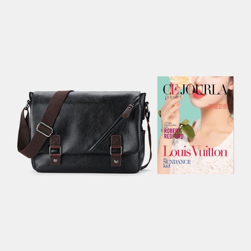 Herre Vintage Pu-skinn Multipocket Crossbody-veske Med Stor Kapasitet Skulderveske