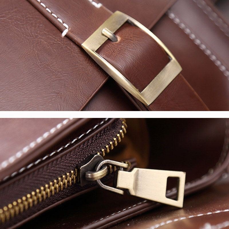 Herre Vintage Vanntett Slitebestandig Faux Laether Business Koffert Crossbody Skulderveske