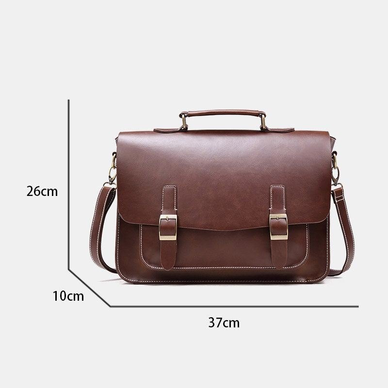 Herre Vintage Vanntett Slitebestandig Faux Laether Business Koffert Crossbody Skulderveske