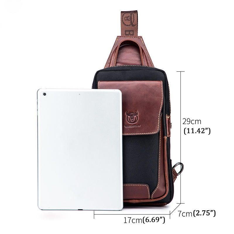 Uformell Brystveske I Ekte Skinn For Herre Skulder-crossbody-veske