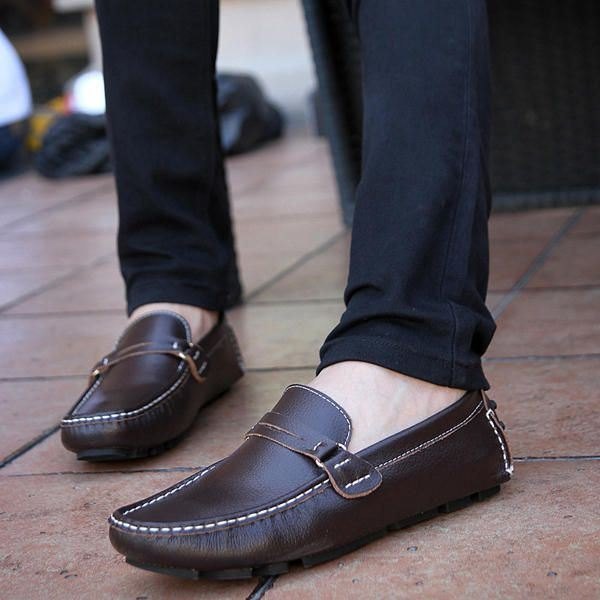 Herre Skinn Uformell Kjøring Utendørs Soft Flats Loafers Sko