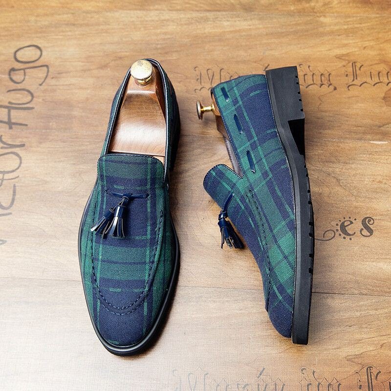 Herre Stitching Slip On Spiss Tå Stilige Loafers Sko