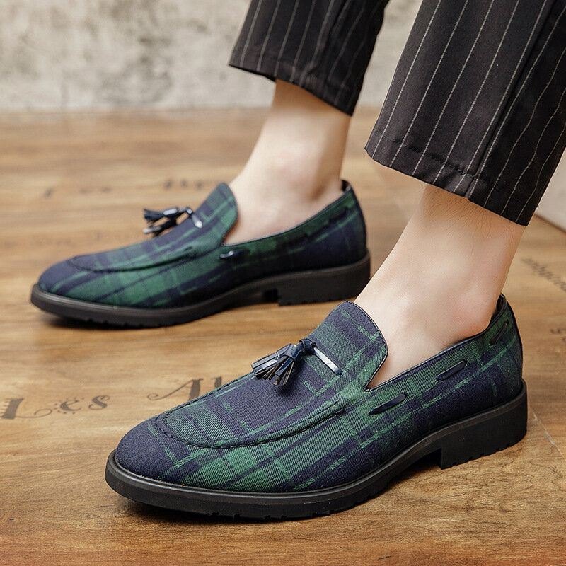 Herre Stitching Slip On Spiss Tå Stilige Loafers Sko