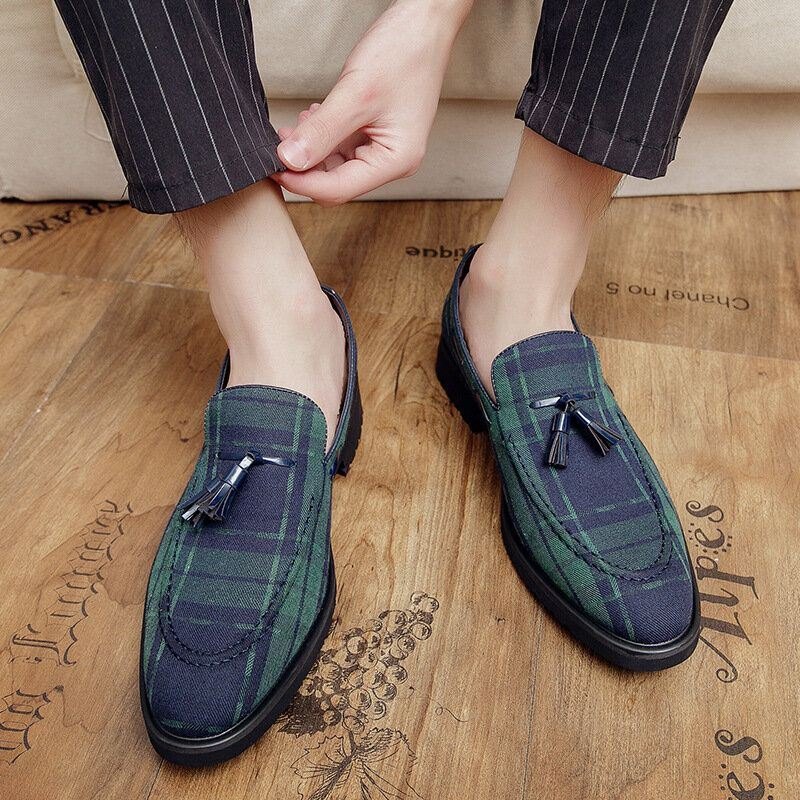Herre Stitching Slip On Spiss Tå Stilige Loafers Sko