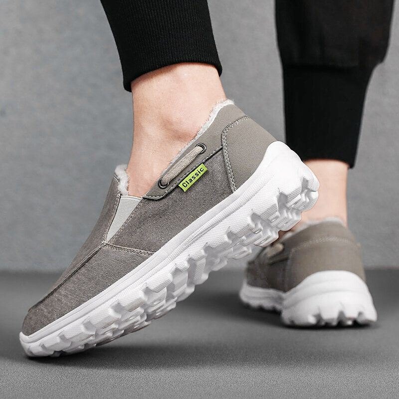 Herre Syklut Varm Behagelig Elastisk Slip-on Sport Uformelle Flate Sko