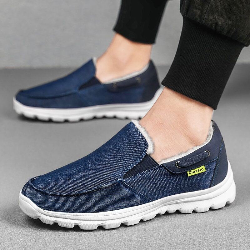 Herre Syklut Varm Behagelig Elastisk Slip-on Sport Uformelle Flate Sko