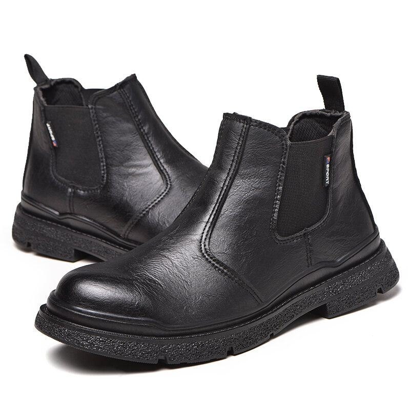 Herre Mikrofiber Skinn Vanlig Sklisikker Slitbestandig Slip-on Casual Boots