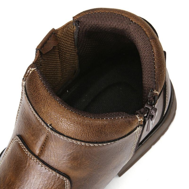 Herre Pure Color Vintage Sideglidelås Casual Chelsea Ankelstøvler