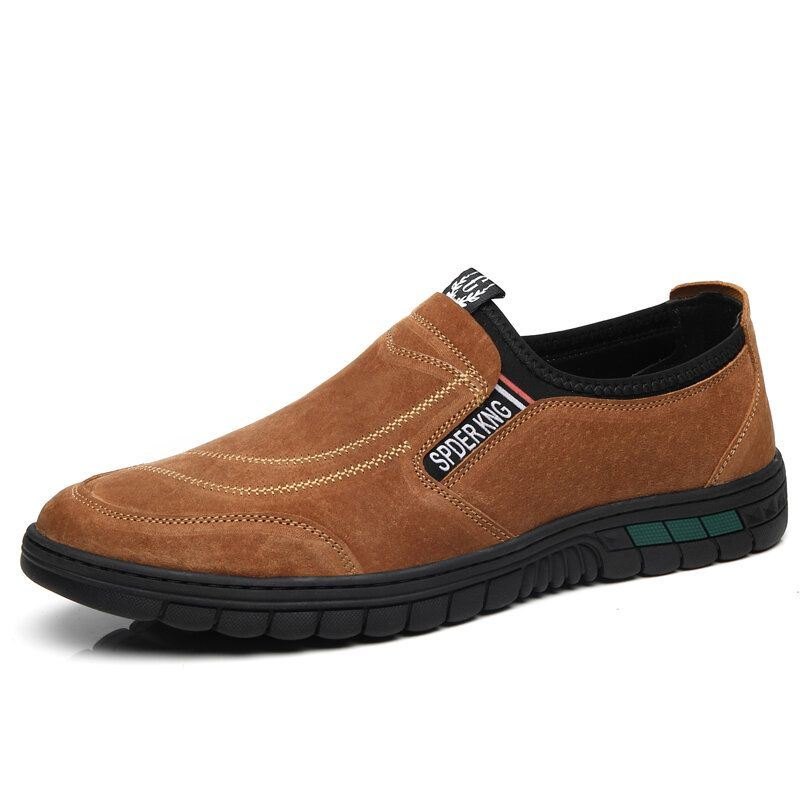 Herre Comfy Pigskin Skinnsøm Sklisikker Rund Tå Lazy Slip-on Loafers Sko
