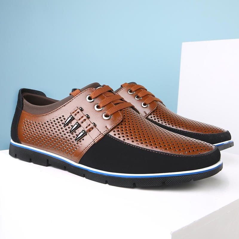 Herre Hollow Out Pustende Cow Leather Sko