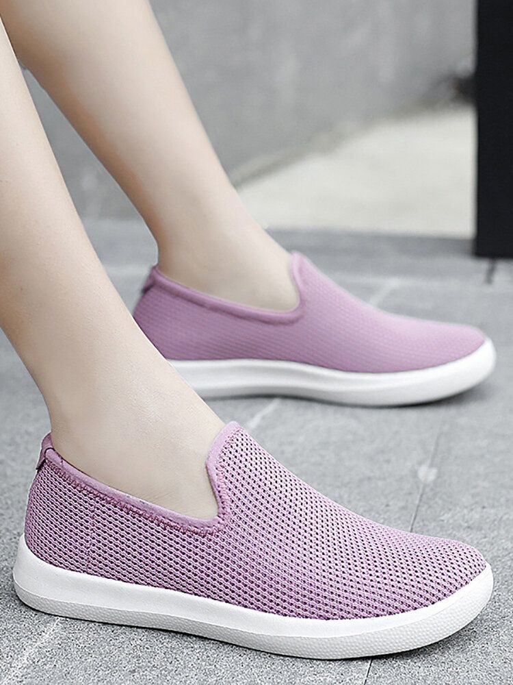 Dame Uformelt Pustende Nettingklut Myk Såle Slip-on Loafers