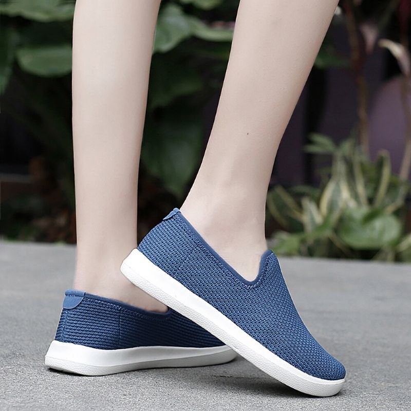 Dame Uformelt Pustende Nettingklut Myk Såle Slip-on Loafers