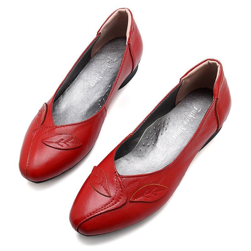 Damesko Blad Komfortabel Årsaksmessig Slip On Flats